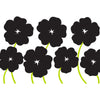 plat du jour black poppies green stems disposable placemat pad 50 sheets paper disposable soy-based ink entertaining recycled BPA free black + white flowers