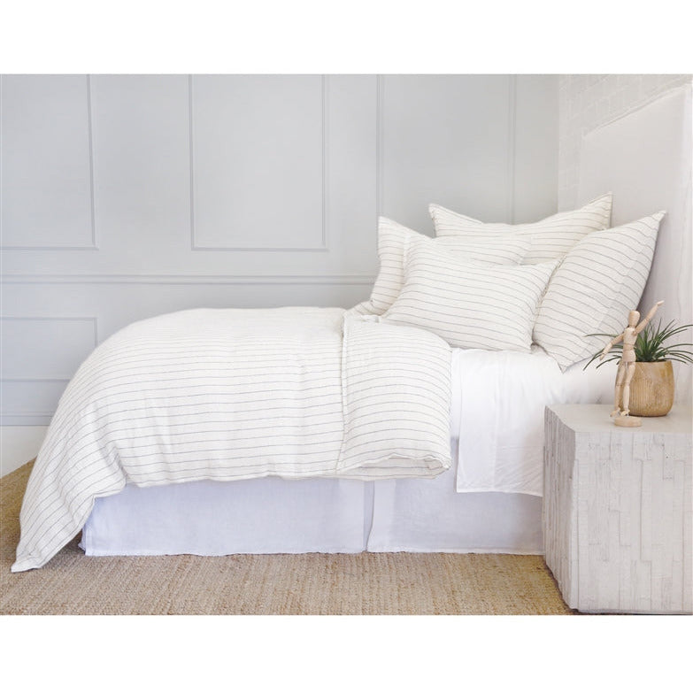 bedding duvet king queen sham standard euro big pillow cream grey pinstripe linen