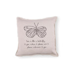 cream square pillow butterfly cotton woven