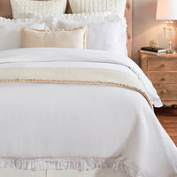 belgian linen bedding ruffle edge white