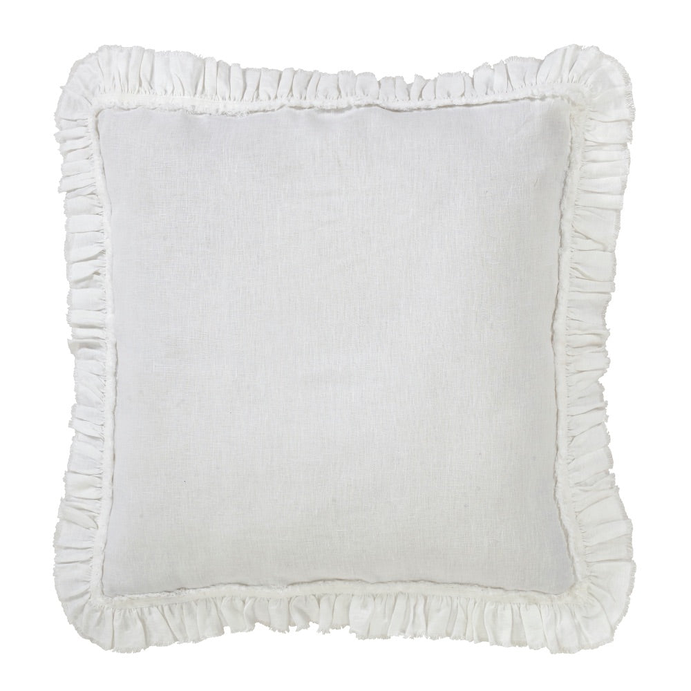 belgian linen bedding ruffle edge white