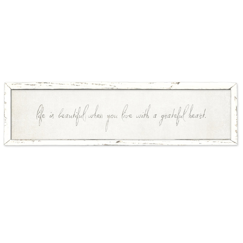 long framed wood white gray distressed life beautiful grateful heart