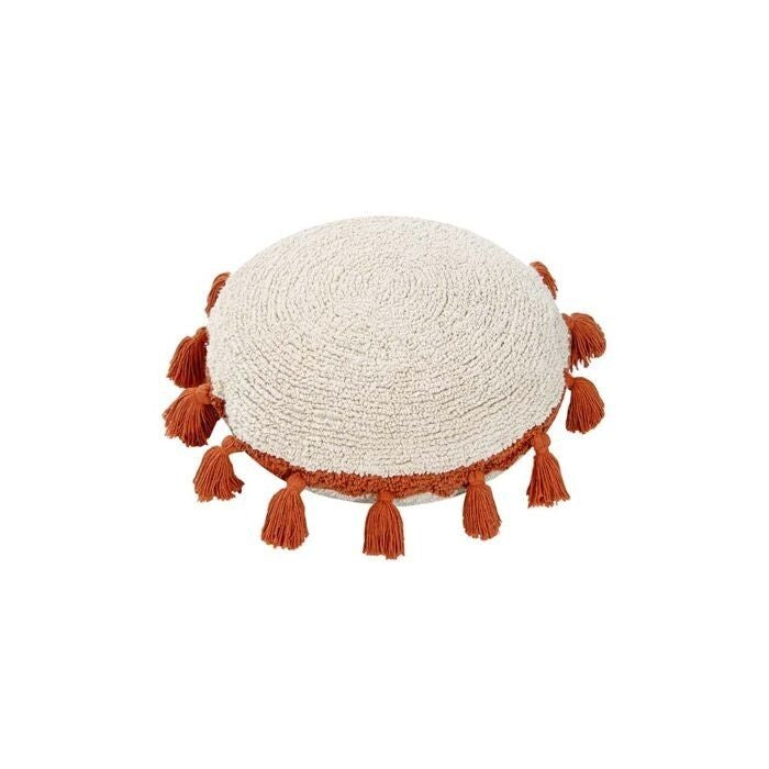 round pillow tassels terracotta decor