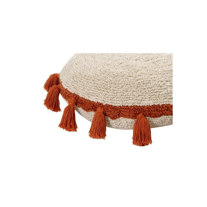 round pillow tassels terracotta decor