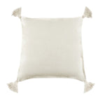 pillow linen square tassels cream feather down insert