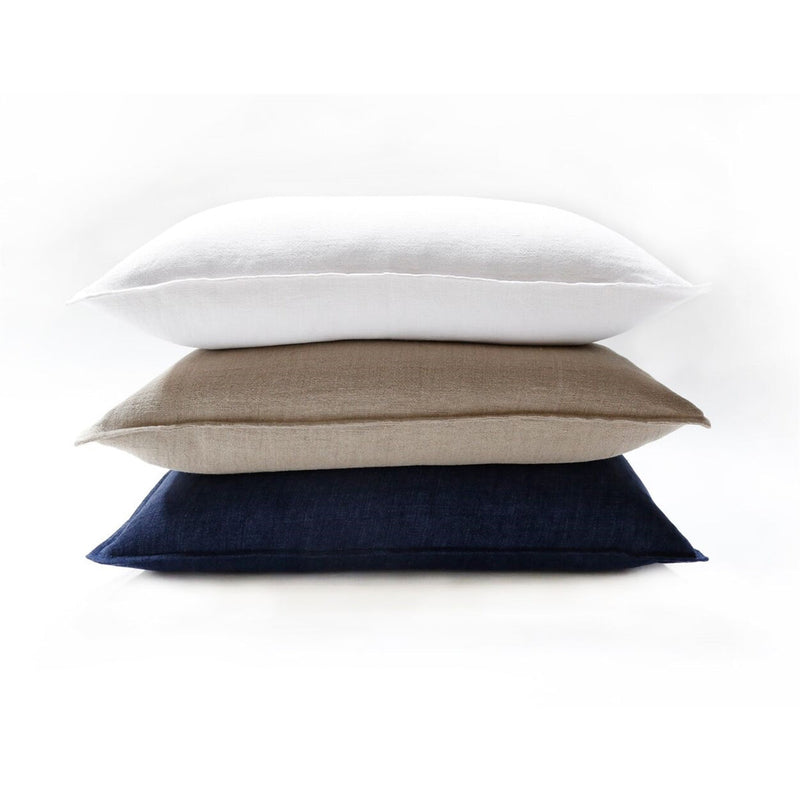 pillow linen rectangle large navy blue indigo feather down insert 1/2" flange