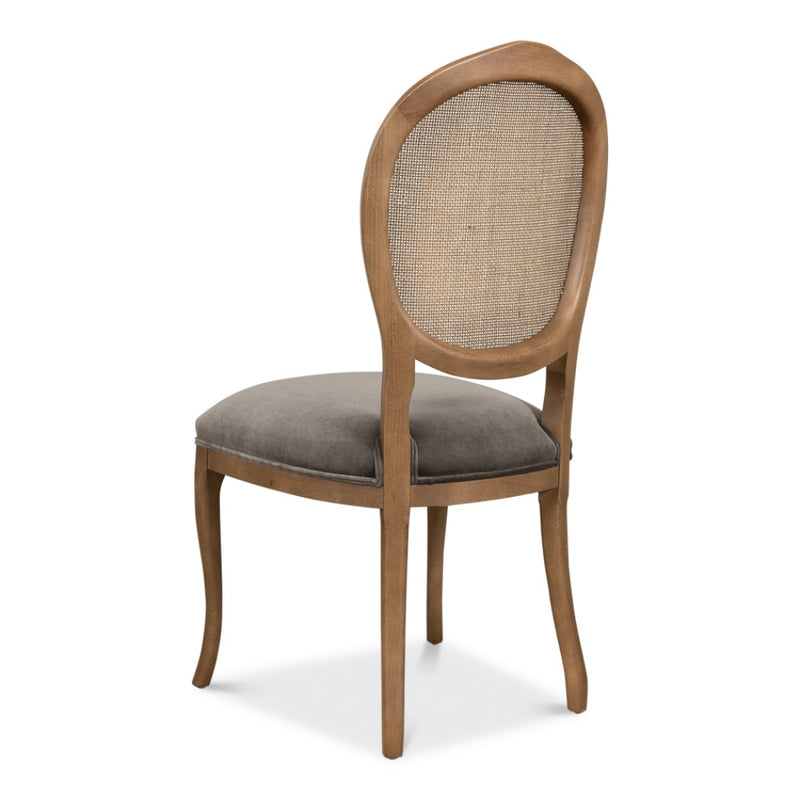 cane back dining chair charcoal fabric seat 