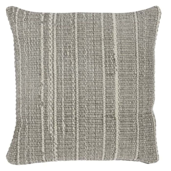 off-white gray woven stripe indoor/outdoor pillow