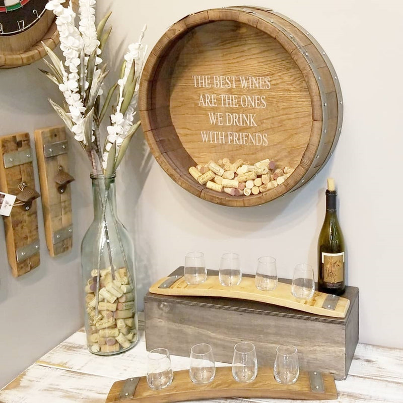 round wine barrel cork display round wall mount