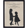 children's art silhouette two girls black border archival paper E.B. White Charlotte's Web