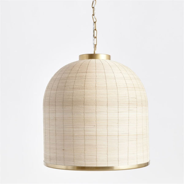woven natural cane rattan dome pendant light