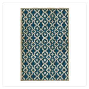 moorish arch damask pattern in blue on vinyl floor may