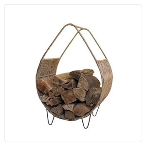 rush woven log holder