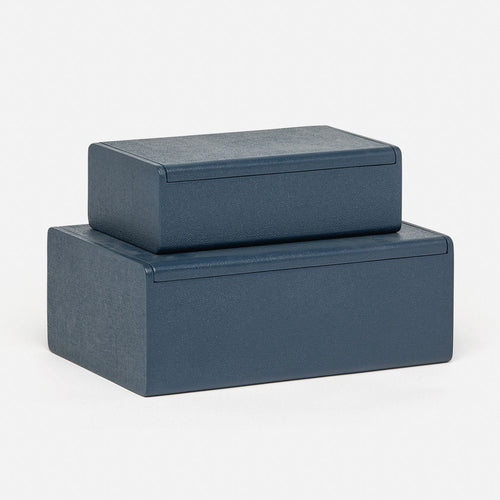 blue leather boxes with lids