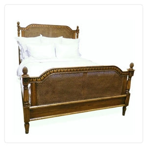 traditional style wood bed cane headboard footboard