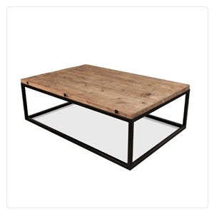rustic wood iron large coffee table