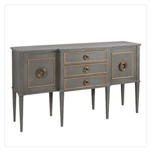 modern sideboard gray with gold details ring pulls
