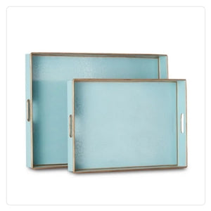 light aqua blue trays gold details 