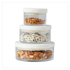 white wood lidded glass container set