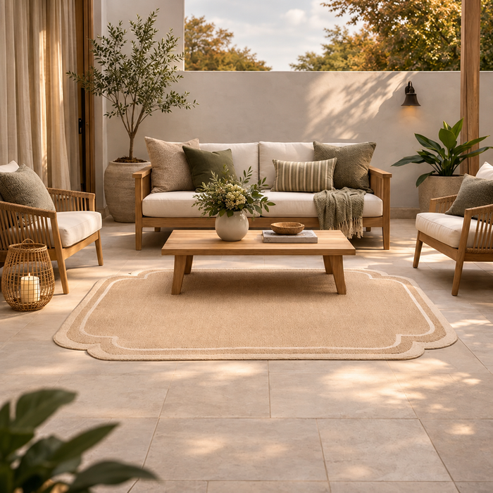 yellow white triangle outdoor rug