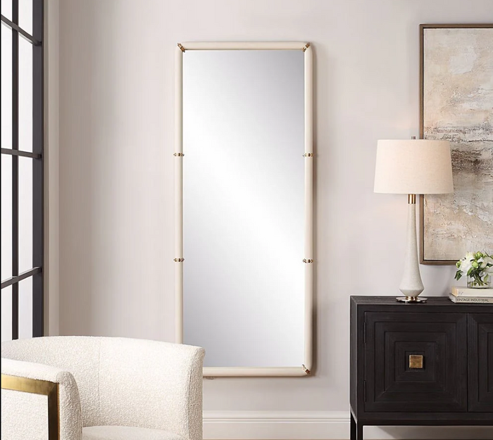 black window style frame large mirror