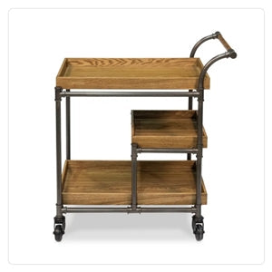 wood iron bar cart on wheels
