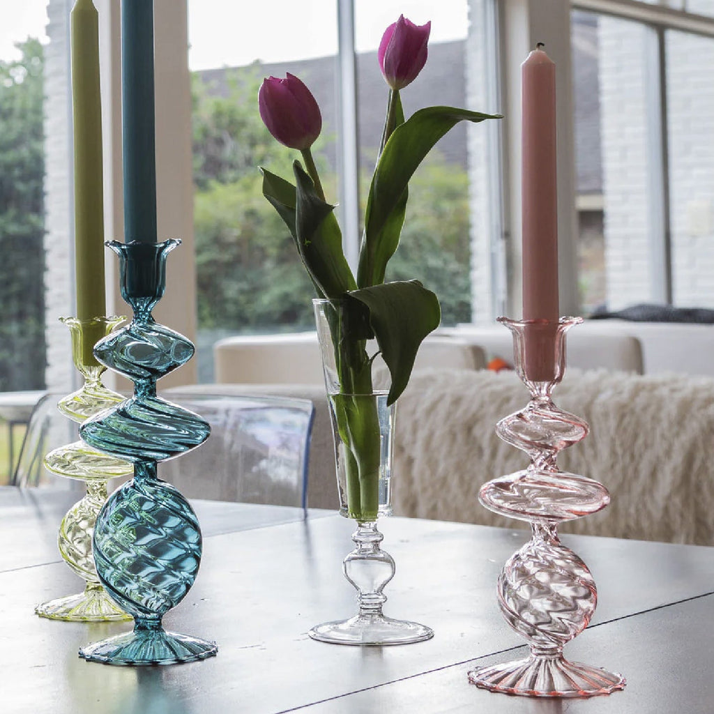 swirl glass candlesticks multi colors 