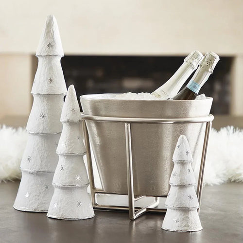 Champagne bucket and glass on coffee table tray