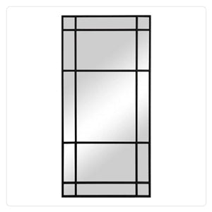 black window style frame large mirror