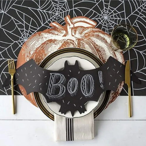 Halloween decorated designed dining room striped table runner