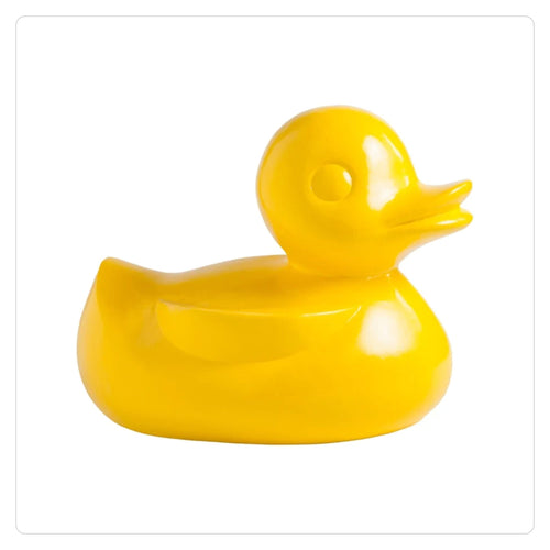 giant yellow gloss duck sculpture