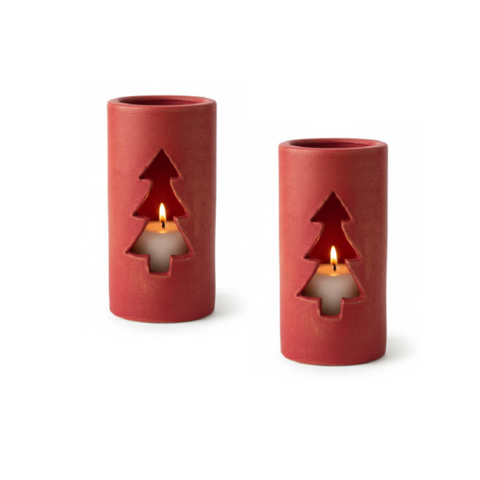 red clay luminary Christmas tree