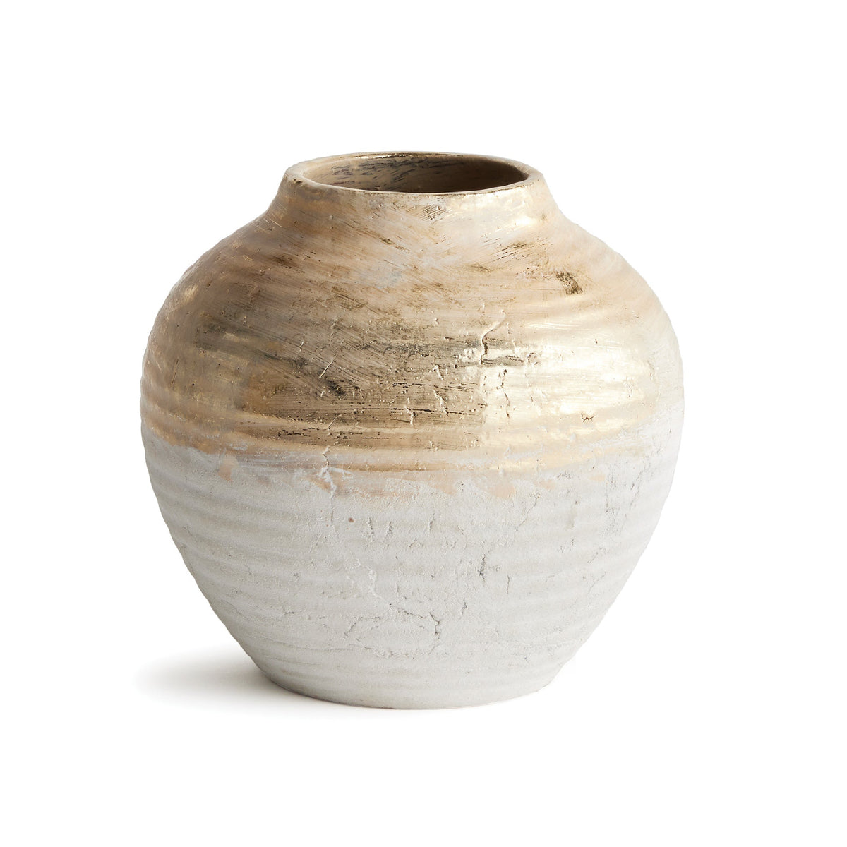 Decorative vase with two-tone finish on a white background