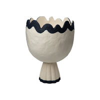 Decorative vase with wavy top and base on a white background