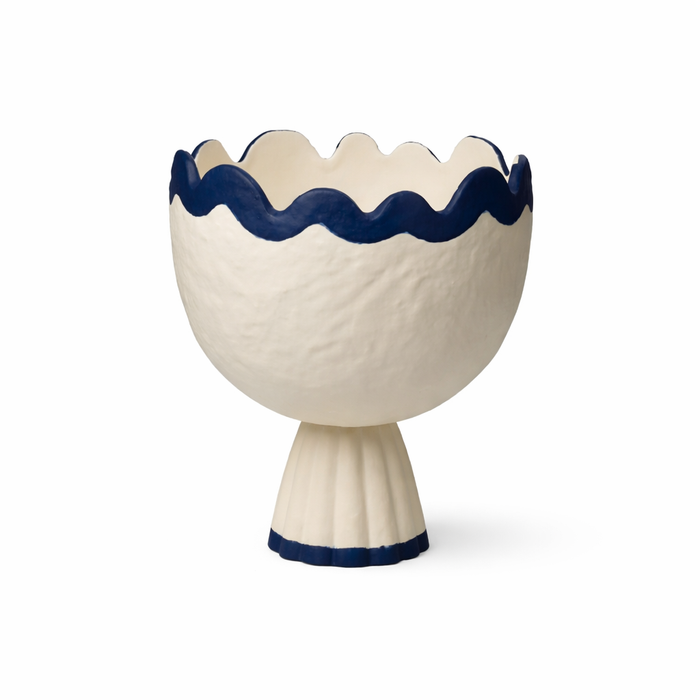 Decorative vase with wavy top and base on a white background