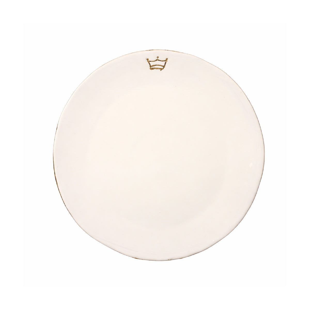 White dinner plate with gold embossed crown 