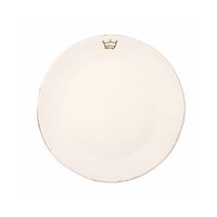 White dinner plate with gold embossed crown 