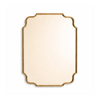 Decorative mirror with gold rim on a white background