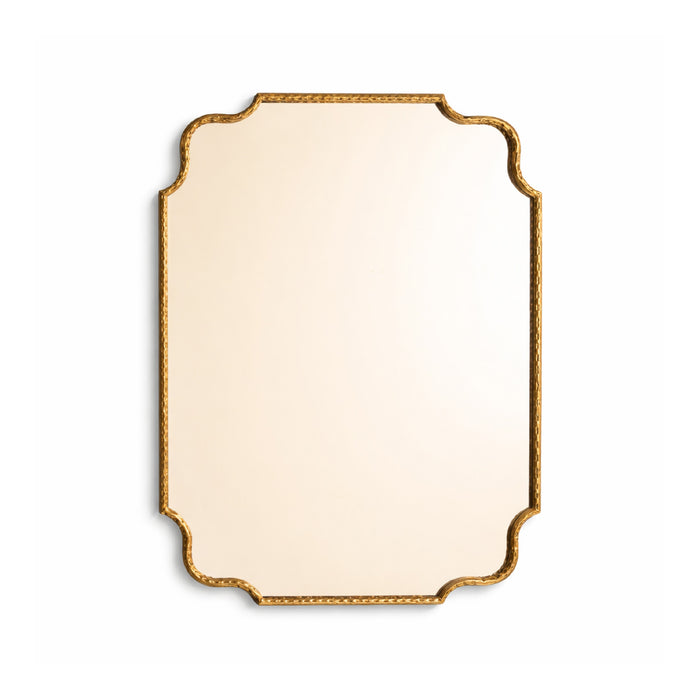 Decorative mirror with gold rim on a white background