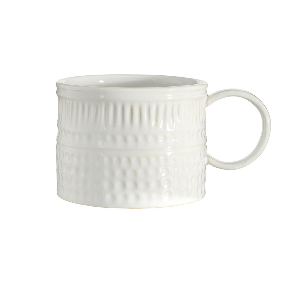 White textured mug on a white background