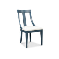 Deco Blue Saturated Chair by Sarreid, Ltd.: set of 2 with white cushion, angled backrest, and modern comfort.