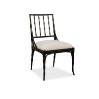 Elora Ebony Dining Chair by Sarreid, Ltd.: faux-bamboo frame, cushioned beige seat; set of 2.