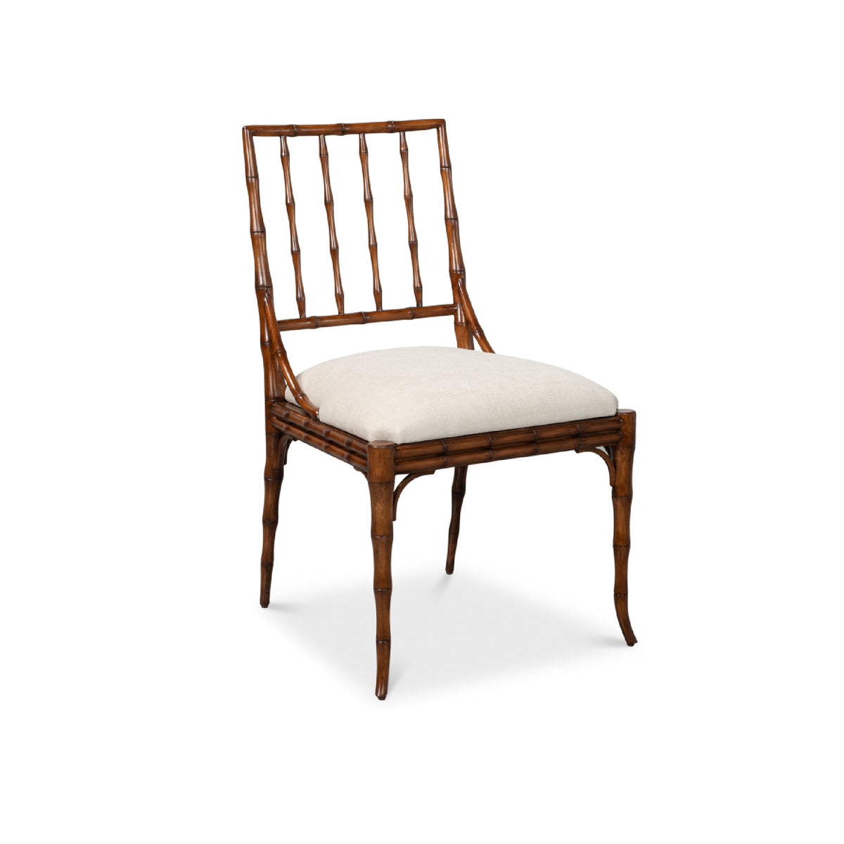 Elora Palladio Stained Dining Chair by Sarreid, Ltd. (set of 2) with beige seat, shown on a white background.