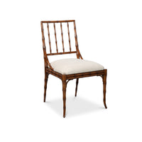 Elora Palladio Stained Dining Chair by Sarreid, Ltd. (set of 2) with beige seat, shown on a white background.