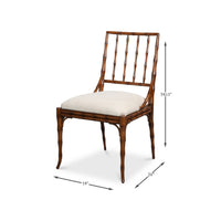 Sarreid, Ltd. Elora Palladio Stained Dining Chair (set of 2): faux-bamboo frame, cream seat; 34.5"H x 24"D x 19"W.