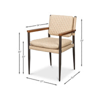 Harley Cappuccino Leather Chair by Sarreid, Ltd.; cushioned, wood arms, black legs; 33"H x 23"W/D; 19" seat width.