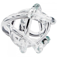 The Cyan Design Clear Glass Knotty Sphere features smooth, interwoven loops and a glossy finish for a striking accent.