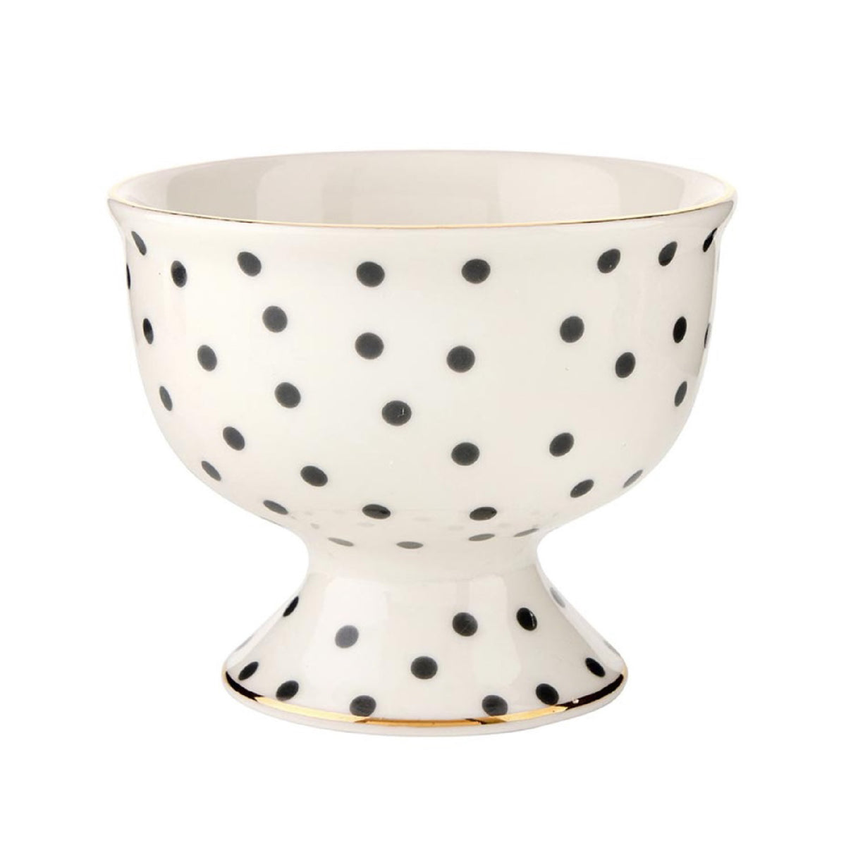 ceramic ice cream bowl set polka dot black white 