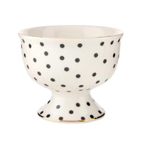 ceramic ice cream bowl set polka dot black white 