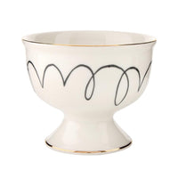 ceramic ice cream bowl set squiggles black white 
